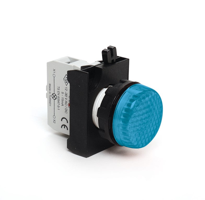 EMAS CP070XM — синяя сигнальная арматура LED, 12–30 В AC/DC, 22 мм